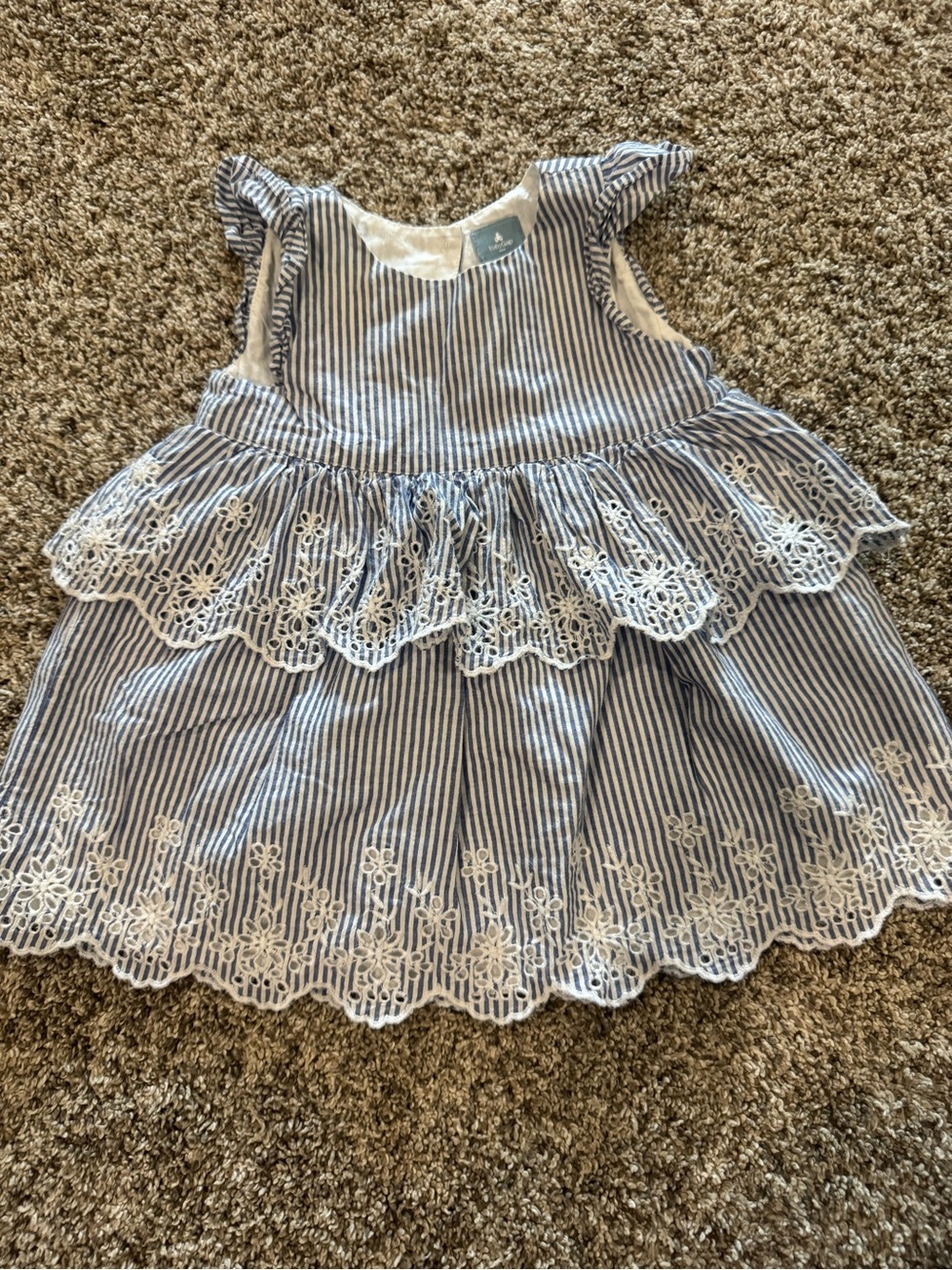 GAP Baby Blue and White Striped Sleeveless Dress